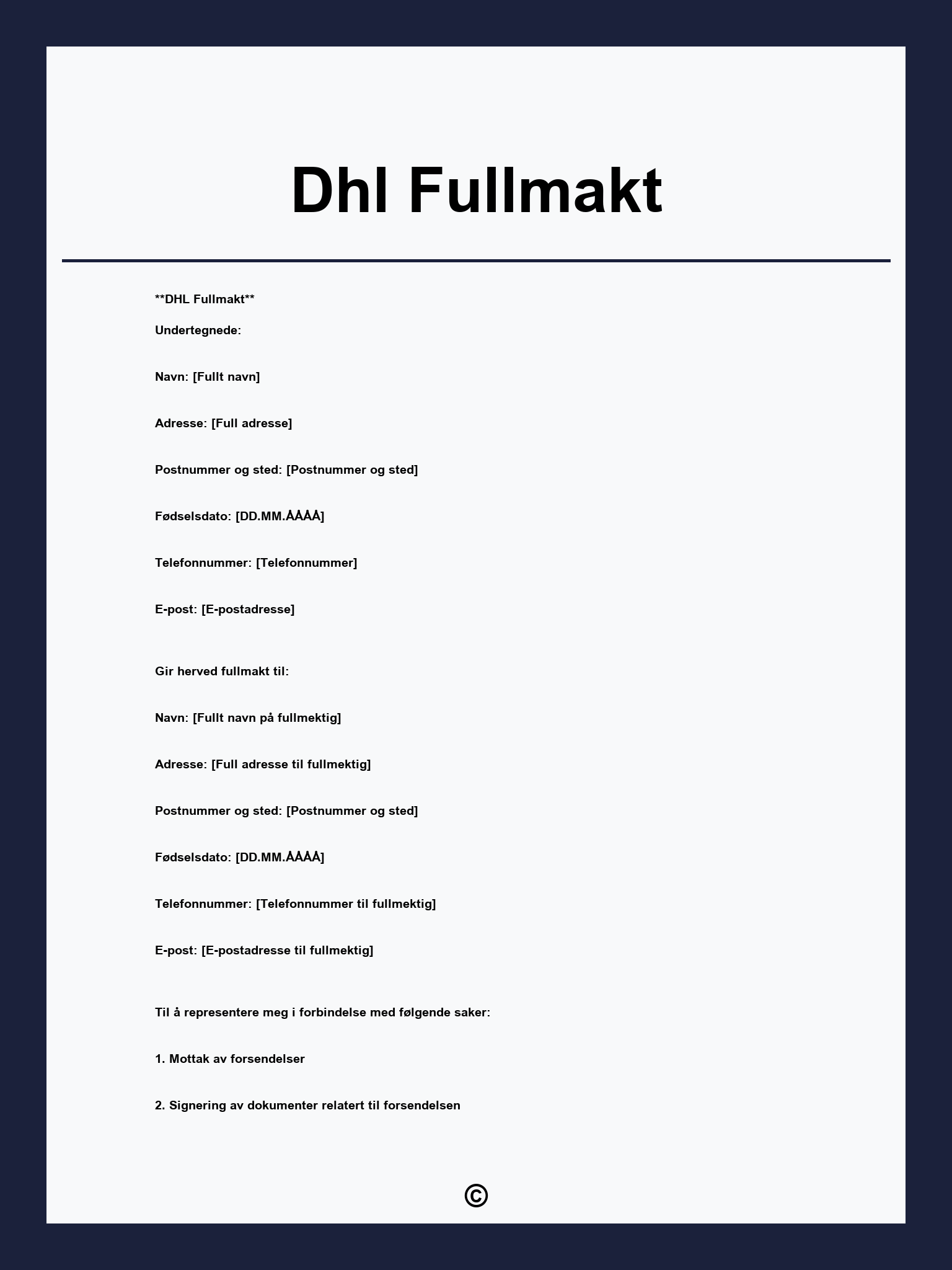 Dhl Fullmakt