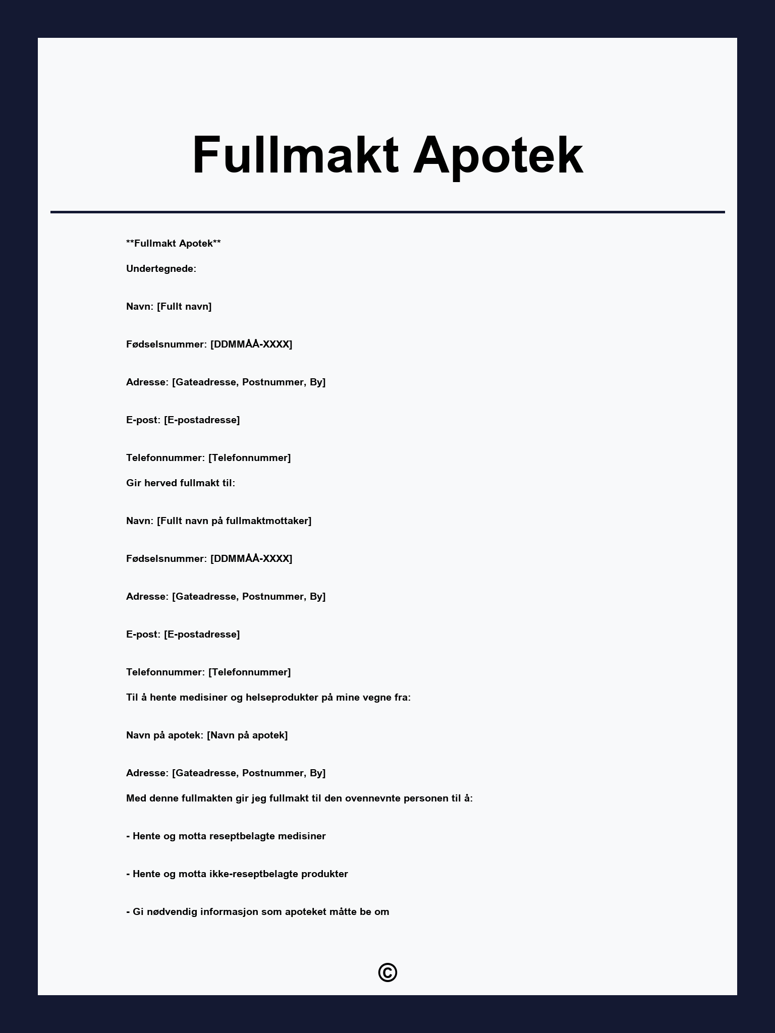 Fullmakt Apotek