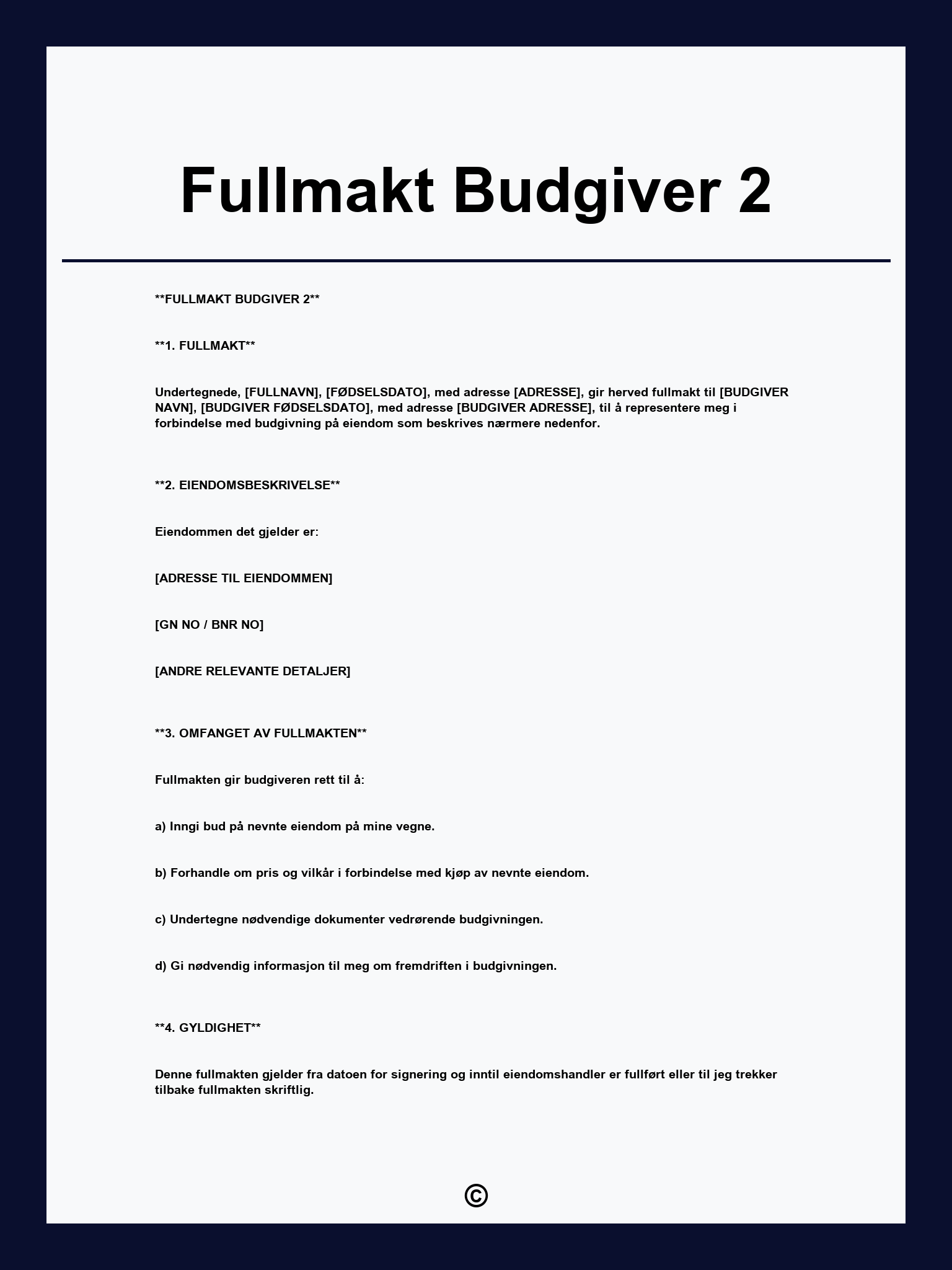 Fullmakt Budgiver 2