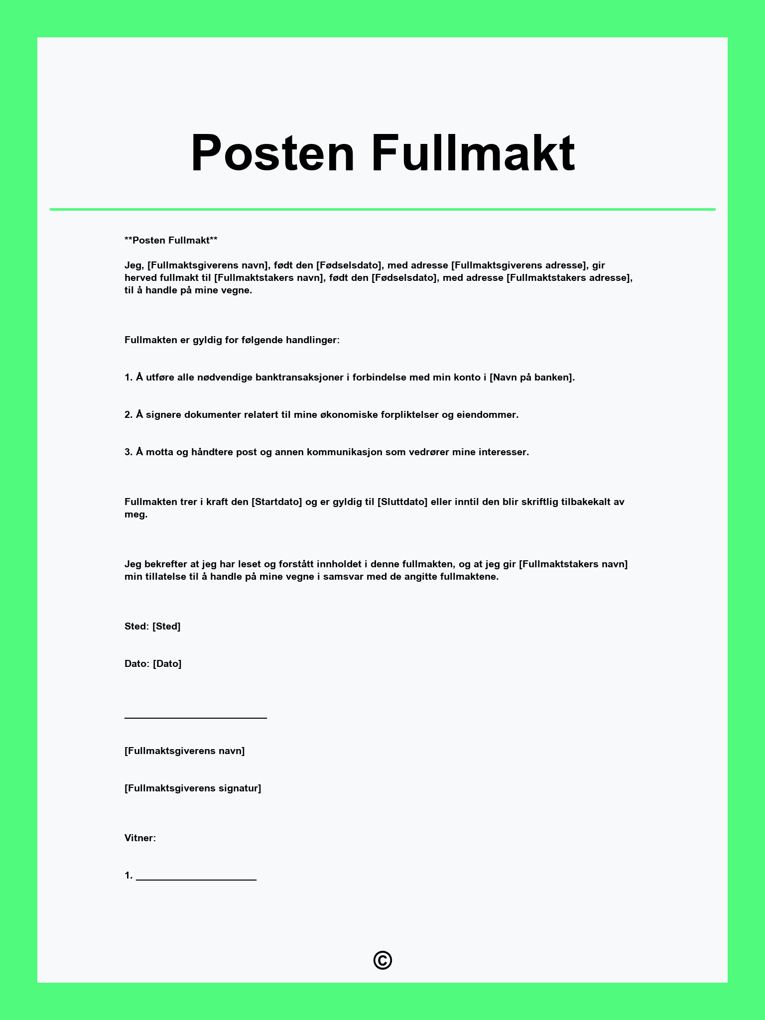 Posten Fullmakt